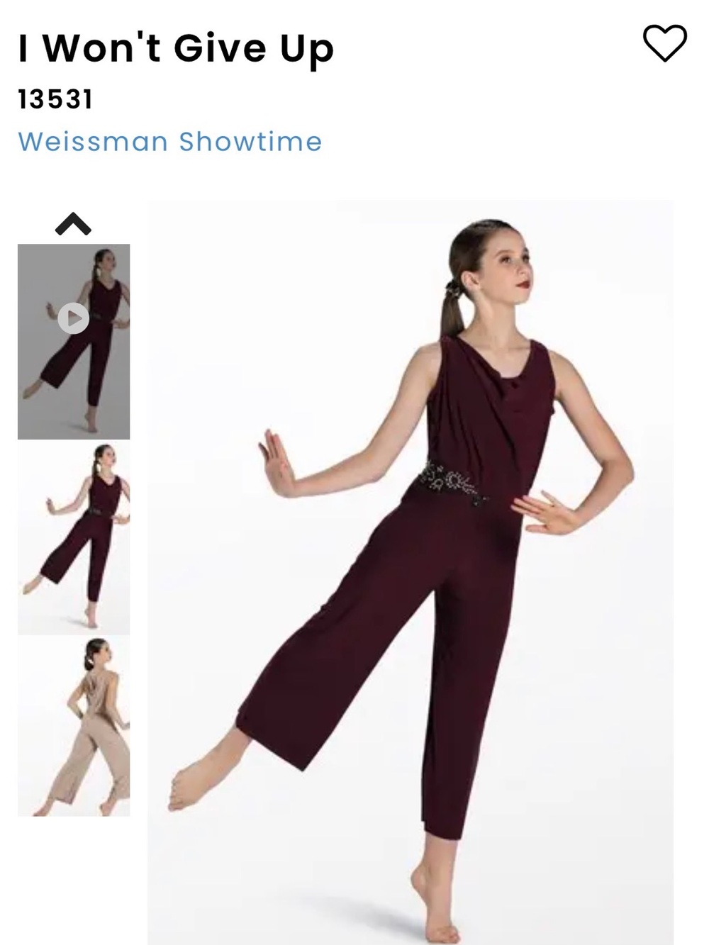 Women's Draped Dance Costume - I Won’t Give Up Style 13531
